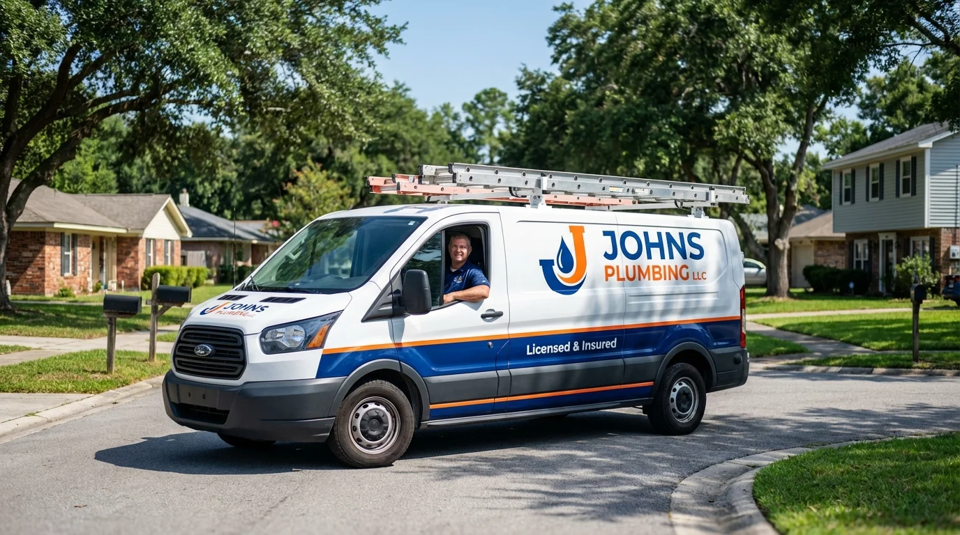 Johns Plumbing LLC service van in Charlotte, NC