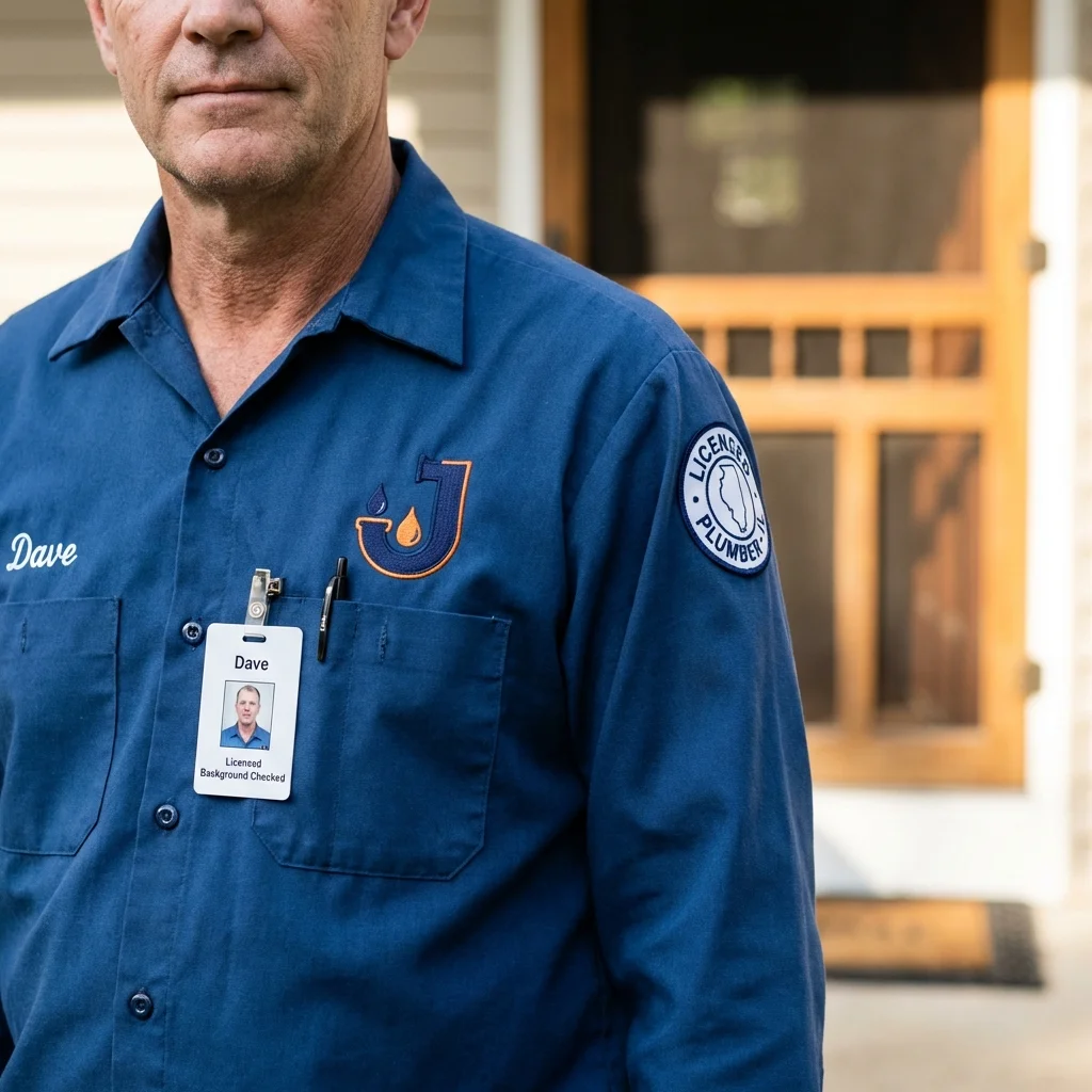 Licensed plumber showing ID badge in Charlotte, NC